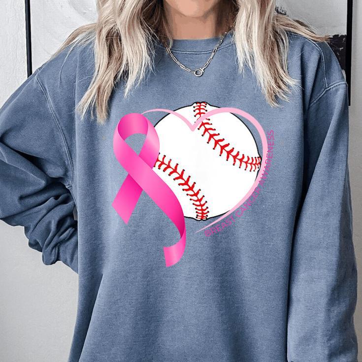 Breast Cancer Awareness Baseball Mom Comfort Colors Sweatshirt