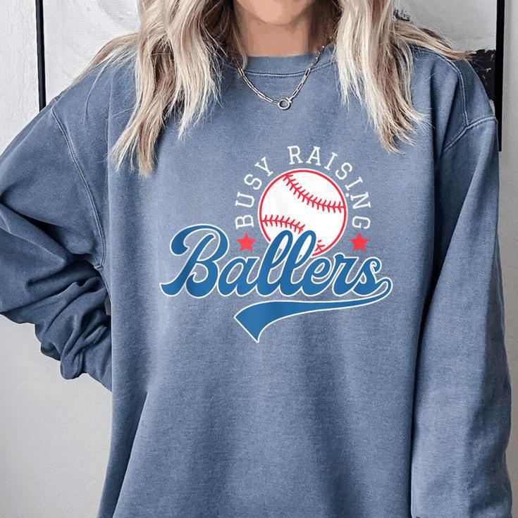 Busy Raising Ballers Baseball Mom Group Tee Comfort Colors Sweatshirt