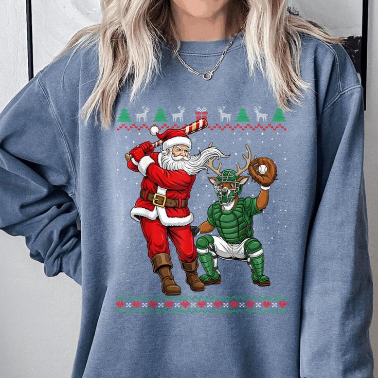 Christmas Santa Baseball Ugly Sweater Comfort Colors Sweatshirt