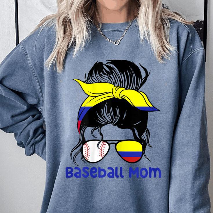 Colombia Baseball Mom Messy Bun Comfort Colors Sweatshirt