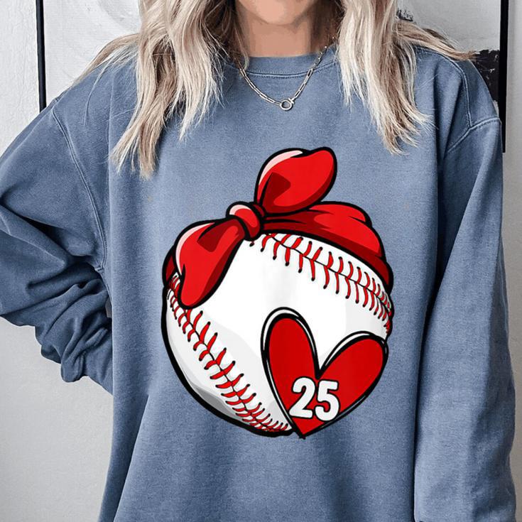 Custom Baseball Mom Number 25 Heart For Mom Mommy Comfort Colors Sweatshirt
