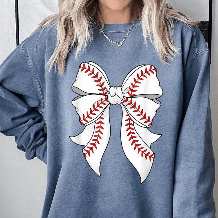 Cute Baseball Coquette Bow For Women Girls Baseball Mama Mom Comfort Colors Sweatshirt Cute Baseball Coquette Bow For Women Girls Baseball Mama Mom Comfort Colors Sweatshirt