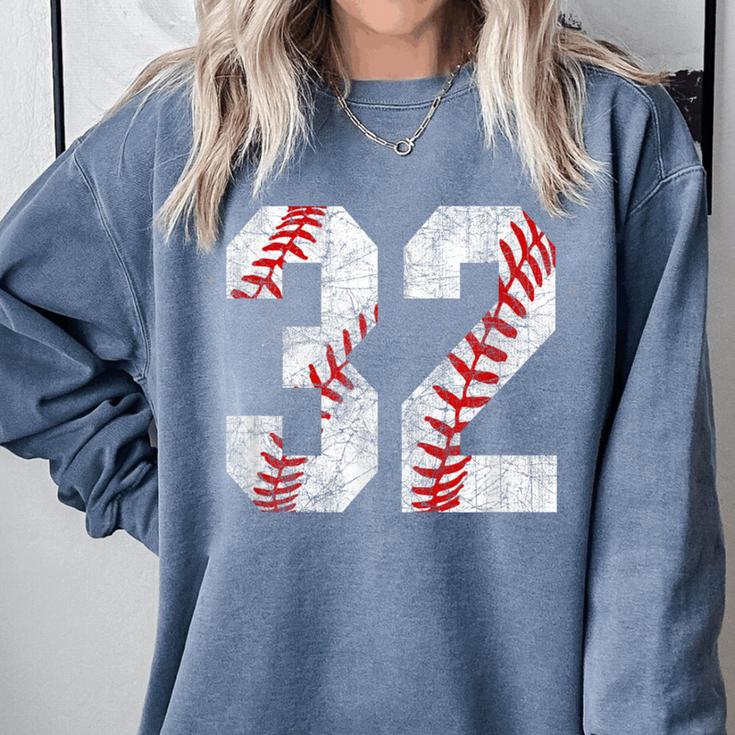 Distressed Baseball Number 32 Jersey Uniform Player Fan Comfort Colors Sweatshirt Distressed Baseball Number 32 Jersey Uniform Player Fan Comfort Colors Sweatshirt