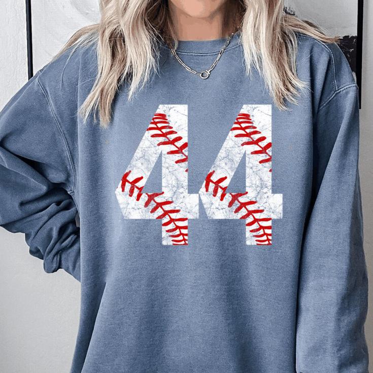 Distressed Baseball Number 44 Jersey Uniform Player Fan Comfort Colors Sweatshirt