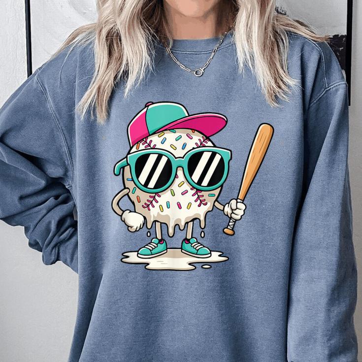 Dripping Baseball Baseball Lover Player Baseballer Comfort Colors Sweatshirt