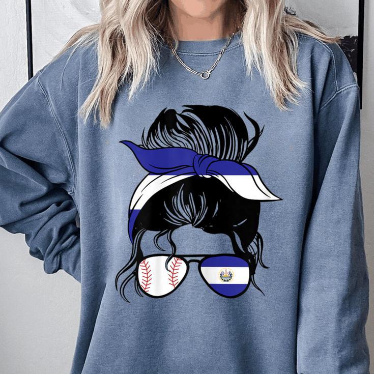 El Salvador Baseball Mom Salvador Baseball Girl Comfort Colors Sweatshirt