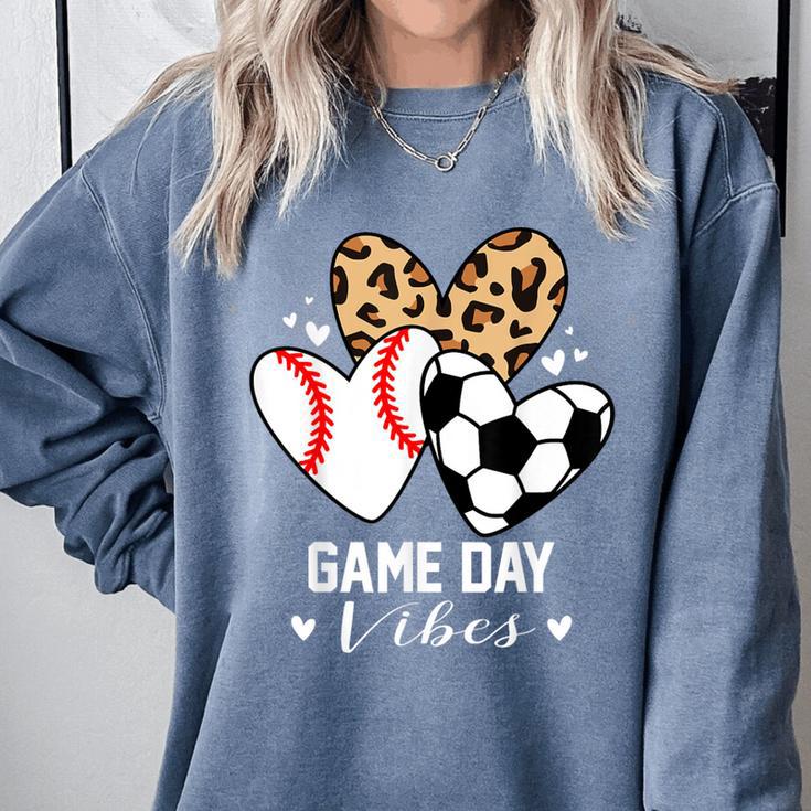 Game Day Vibes Soccer Baseball Mom Heart Comfort Colors Sweatshirt