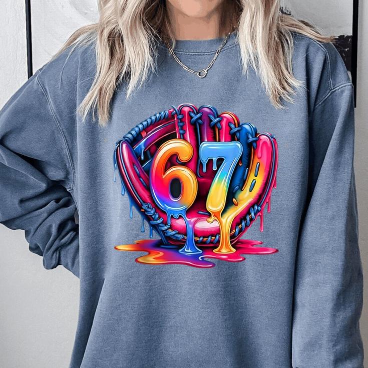 Gen Alpha Slang Ice Cream Drip Six Seven 67 Baseball Catcher Comfort Colors Sweatshirt Gen Alpha Slang Ice Cream Drip Six Seven 67 Baseball Catcher Comfort Colors Sweatshirt