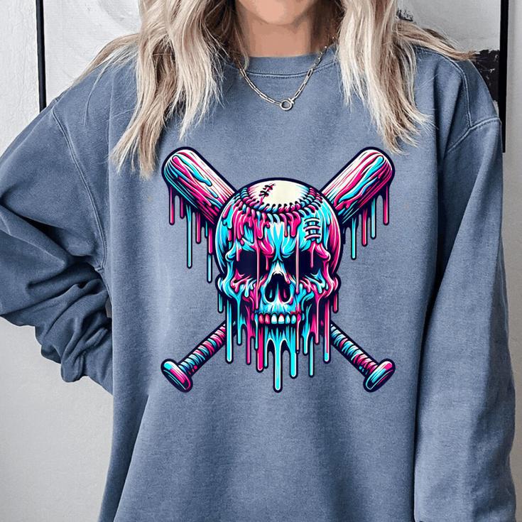 Halloween Baseball Skull Drip Baseball Lifestyle Boy Men Comfort Colors Sweatshirt