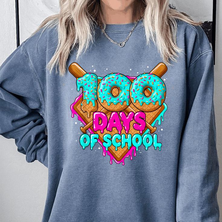 Happy 100 Days Of School Costume Baseball Drip Ice Cream Comfort Colors Sweatshirt Happy 100 Days Of School Costume Baseball Drip Ice Cream Comfort Colors Sweatshirt