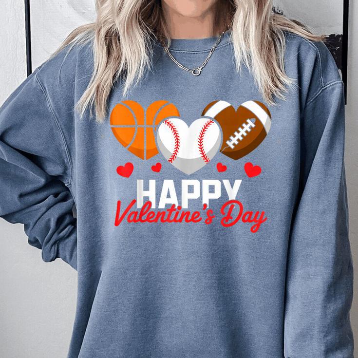 Happy Valentine’s Day Basketball Football Baseball Hearts Comfort Colors Sweatshirt