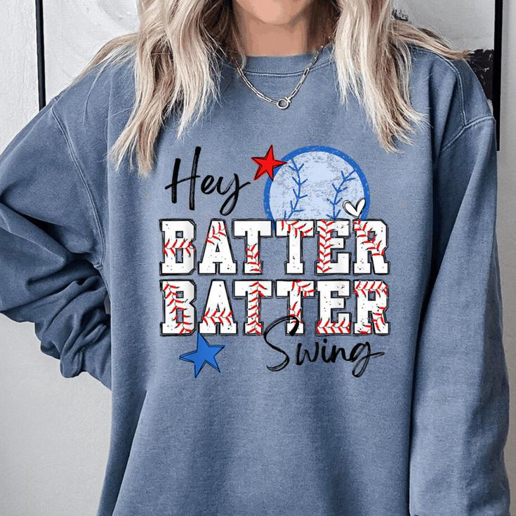 Hey Batter Batter Swing Graphic For Baseball Moms Comfort Colors Sweatshirt Hey Batter Batter Swing Graphic For Baseball Moms Comfort Colors Sweatshirt