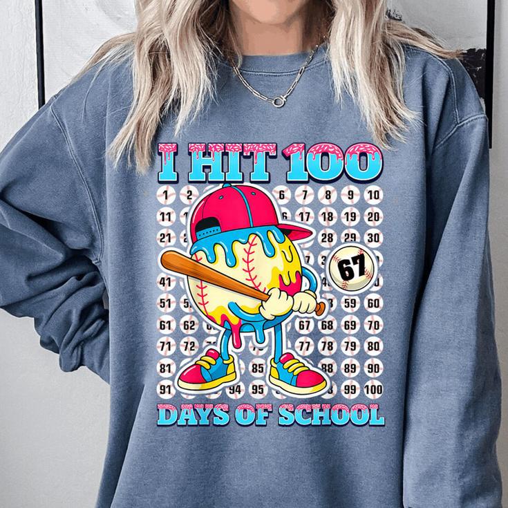 I Hit 100 Days Of School 67 Drip Baseball Boys Kids Comfort Colors Sweatshirt I Hit 100 Days Of School 67 Drip Baseball Boys Kids Comfort Colors Sweatshirt
