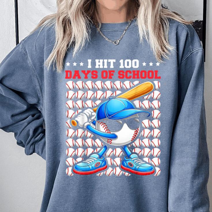 I Hit 100 Days Of School Baseball Player Kids Boys Son Comfort Colors Sweatshirt