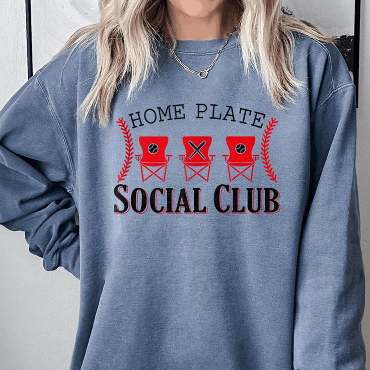 Home Plate Social Club Softball Season Baseball Mom Comfort Colors Sweatshirt