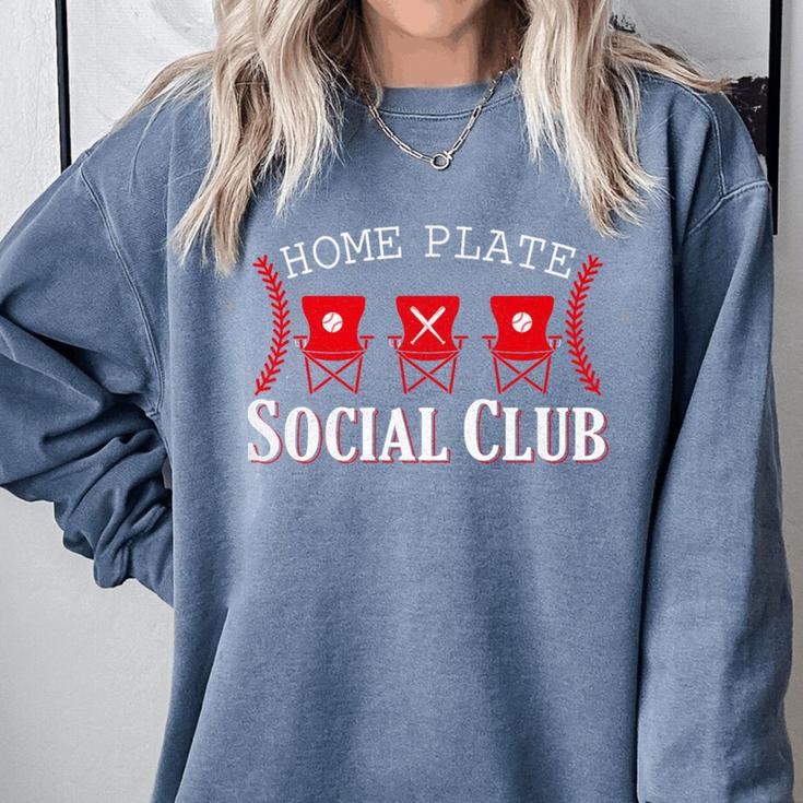Home Plate Social Club Softball Season Baseball Mom Premium Comfort Colors Sweatshirt
