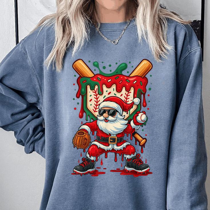 HUGvyn Santa Playing Baseball Ice Cream Drip Christmas Boys Comfort Colors Sweatshirt HUGvyn Santa Playing Baseball Ice Cream Drip Christmas Boys Comfort Colors Sweatshirt