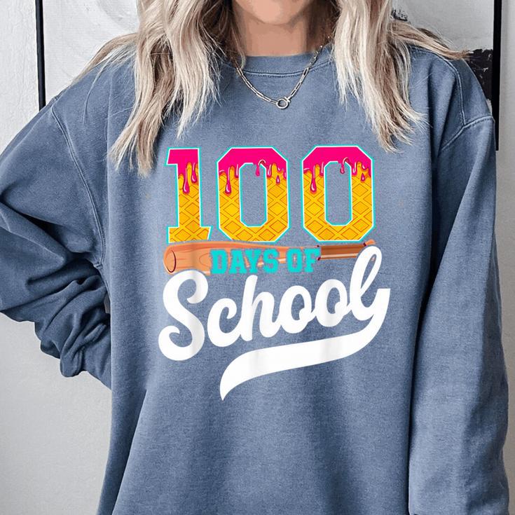 Ice Cream Drip 100 Days Of School Baseball Boys 100th Day Comfort Colors Sweatshirt