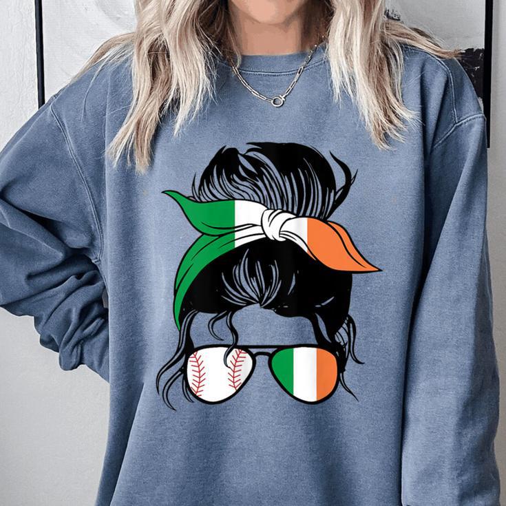 Ireland Baseball Mom Messy Bun Irish Baseball Girl Comfort Colors Sweatshirt Ireland Baseball Mom Messy Bun Irish Baseball Girl Comfort Colors Sweatshirt