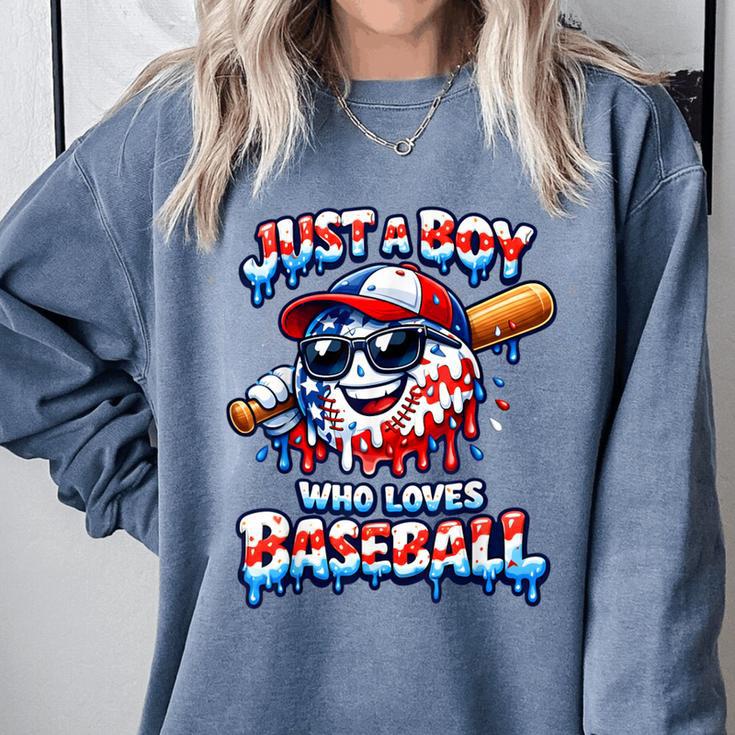 Just A Boy Who Loves Baseball Patriotic Drip For Youth Boys Comfort Colors Sweatshirt Just A Boy Who Loves Baseball Patriotic Drip For Youth Boys Comfort Colors Sweatshirt