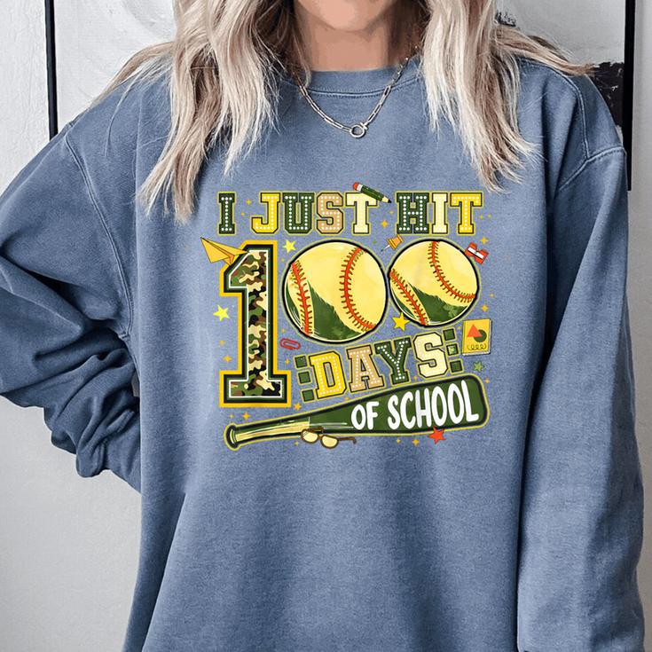 I Just Hit 100 Days Of School Baseball Teacher Boy Girl Kid Comfort Colors Sweatshirt
