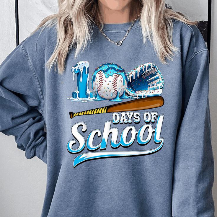 Kid 100 Days Of School Drip Baseball Ice Cream 100th Day Boy Comfort Colors Sweatshirt