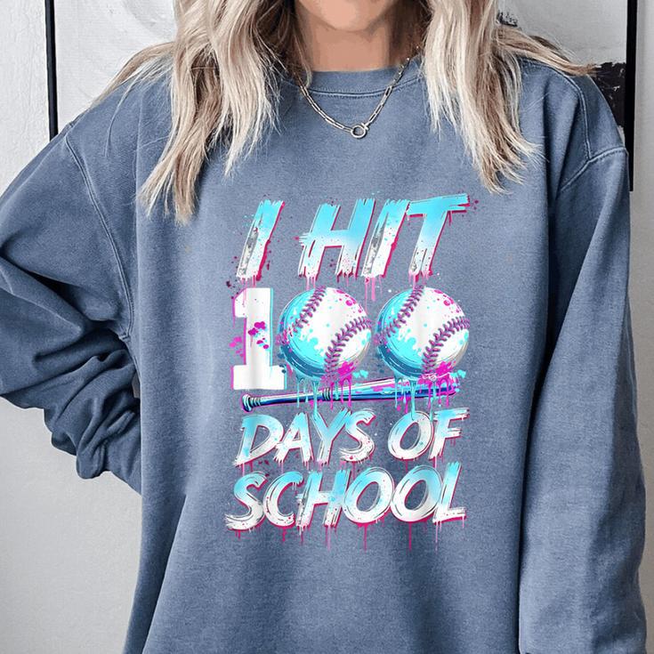 Kids 100 Days Of School 100th Day Baseball Ice Cream Drip Comfort Colors Sweatshirt Kids 100 Days Of School 100th Day Baseball Ice Cream Drip Comfort Colors Sweatshirt