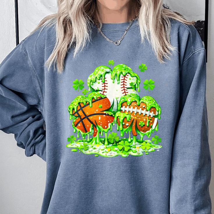 Kids St Patricks Day Shamrock Basketball Baseball Football Comfort Colors Sweatshirt