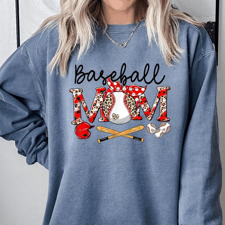 Leopard Baseball Mom Game Day Vibes Mother's Day Comfort Colors Sweatshirt