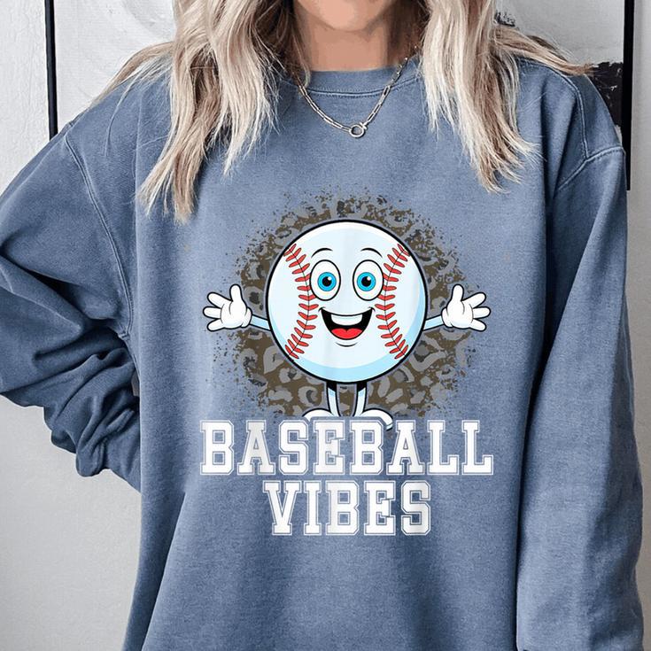 Leopard Baseball Vibes Game Day Softball Life Mom Comfort Colors Sweatshirt