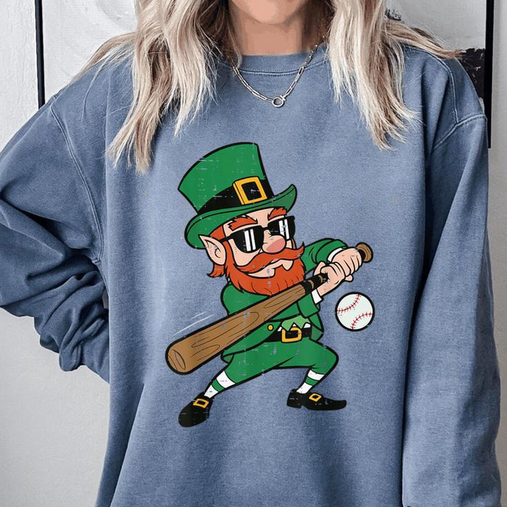 Leprechaun Baseball St Patricks Day Saint Pattys Men Boys Comfort Colors Sweatshirt
