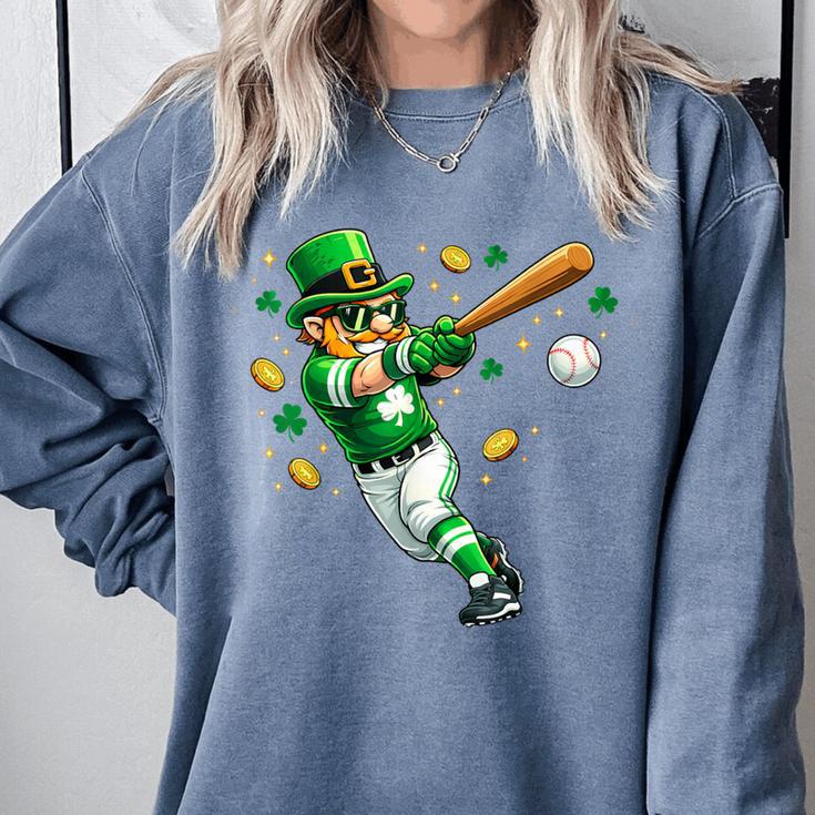 Leprechaun Play Baseball St Patrick's Day Men Kid Boys Comfort Colors Sweatshirt