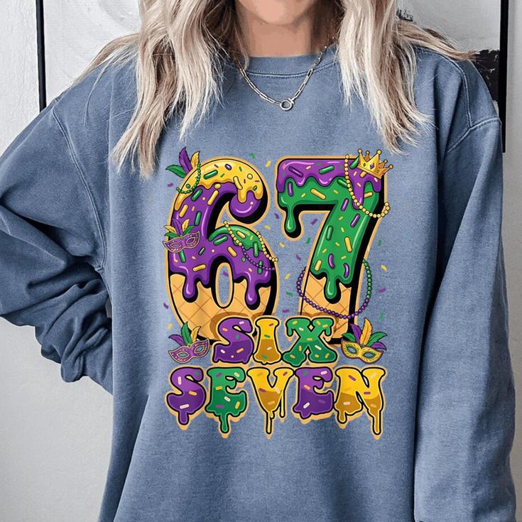 Mardi Gras Six Seven Baseball Drip Number 6 7 Meme Comfort Colors Sweatshirt Mardi Gras Six Seven Baseball Drip Number 6 7 Meme Comfort Colors Sweatshirt