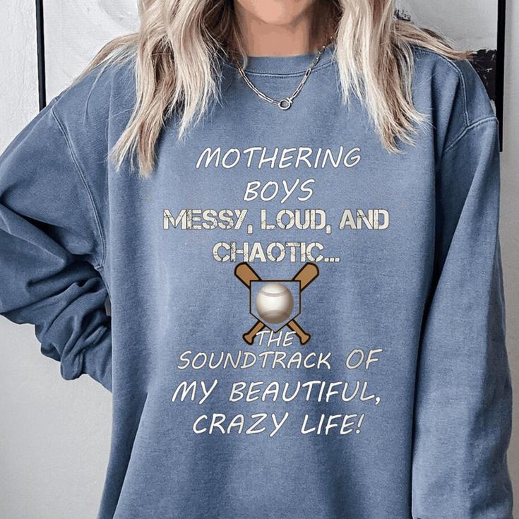 Mothering Boys Messy Loud Chaotic Baseball Mom Comfort Colors Sweatshirt Mothering Boys Messy Loud Chaotic Baseball Mom Comfort Colors Sweatshirt