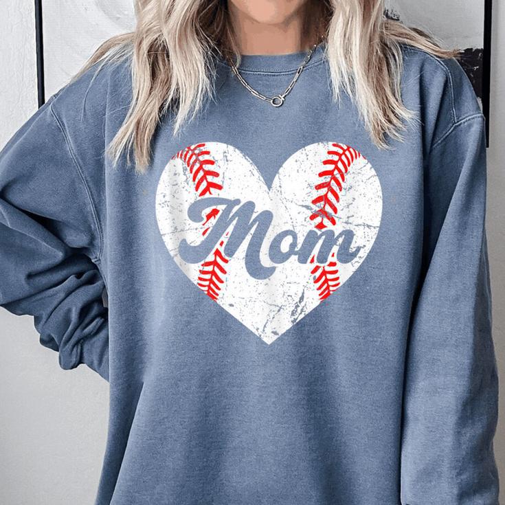 Mother's Day Distressed Heart Baseball Mom Mama Sport Fan Comfort Colors Sweatshirt
