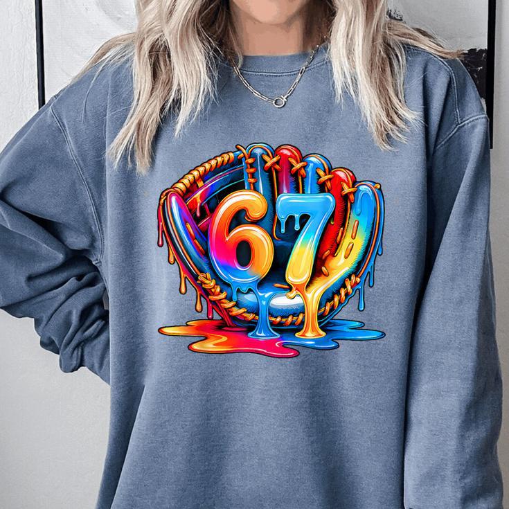 Number 67 Baseball Glove Ice Cream Drip Six Seven Meme Comfort Colors Sweatshirt Number 67 Baseball Glove Ice Cream Drip Six Seven Meme Comfort Colors Sweatshirt