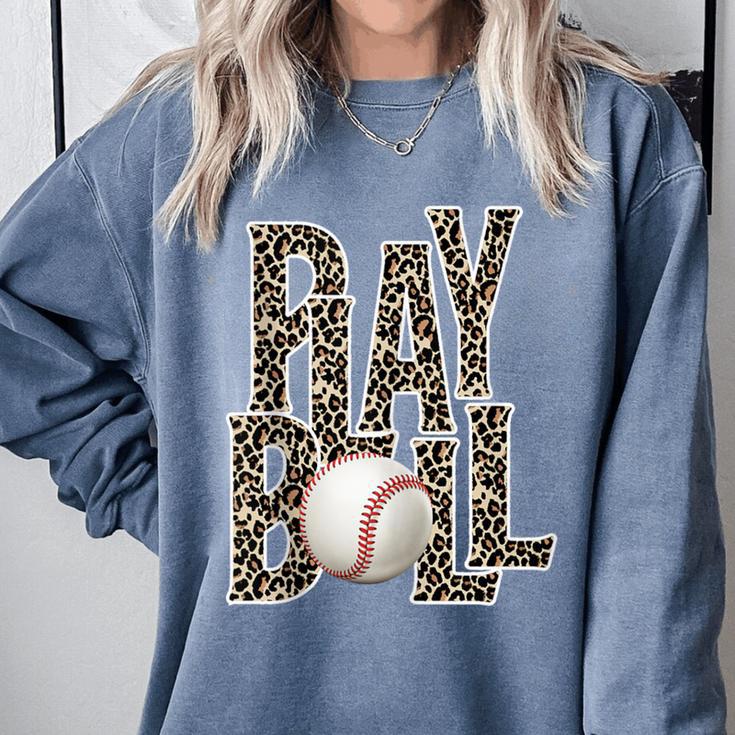 Play Ball Women Graphic Baseball Mom Baseball Comfort Colors Sweatshirt
