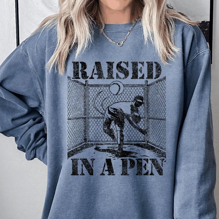 Raised In a Pen Baseball Pitcher Saying Bullpen Comfort Colors Sweatshirt Raised In a Pen Baseball Pitcher Saying Bullpen Comfort Colors Sweatshirt