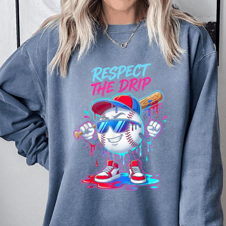 Respect The Drip Baseball Bat Sunglasses Mascot Comfort Colors Sweatshirt