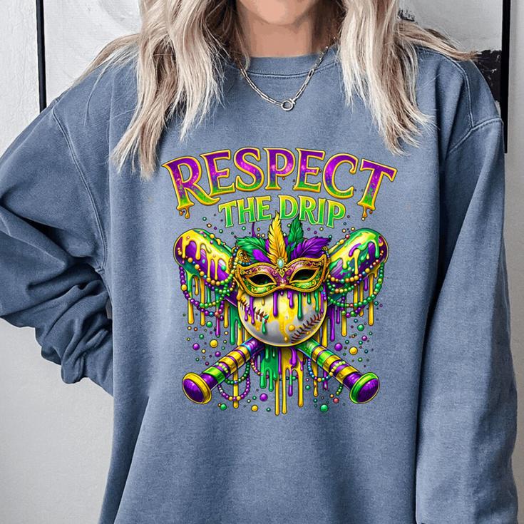 Respect The Drip Mardi Gras Baseball Ice Cream Boys Carnival Comfort Colors Sweatshirt