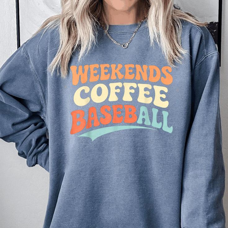 Weekends Coffee Baseball Retro Vibes Comfort Colors Sweatshirt