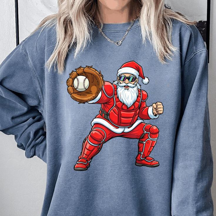 Santa Playing Baseball Baseball Lover Baseballer Xmas Comfort Colors Sweatshirt Santa Playing Baseball Baseball Lover Baseballer Xmas Comfort Colors Sweatshirt
