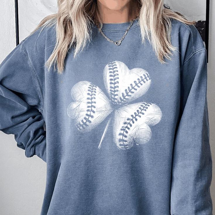 Shamrock Irish Green St Patrick's Baseball Softball Comfort Colors Sweatshirt Shamrock Irish Green St Patrick's Baseball Softball Comfort Colors Sweatshirt