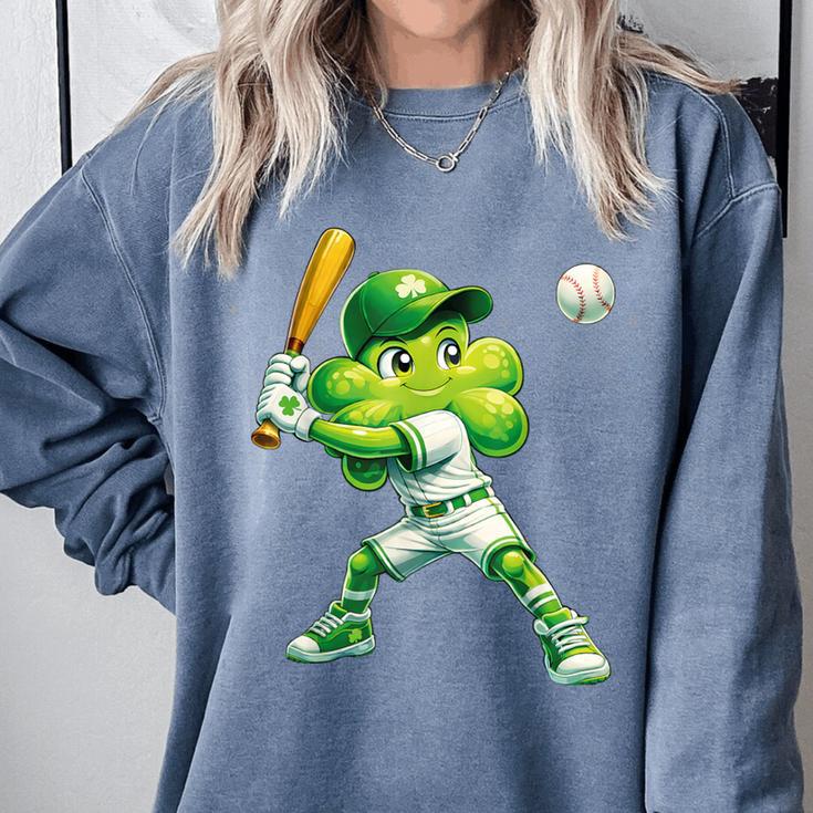 Shamrock Playing Baseball St Patricks Day Men Boys Kid Comfort Colors Sweatshirt Shamrock Playing Baseball St Patricks Day Men Boys Kid Comfort Colors Sweatshirt