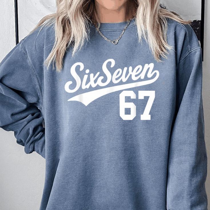 Six Seven Baseball Style Number 67 Sports Slang Meme Kids Comfort Colors Sweatshirt Six Seven Baseball Style Number 67 Sports Slang Meme Kids Comfort Colors Sweatshirt