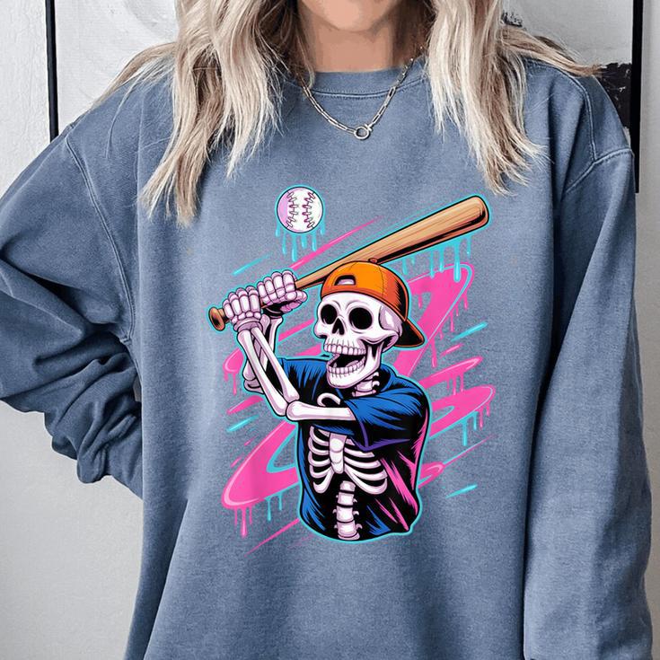 Skeleton Baseball Drip Boy Youth Dripping Baseball Halloween Comfort Colors Sweatshirt