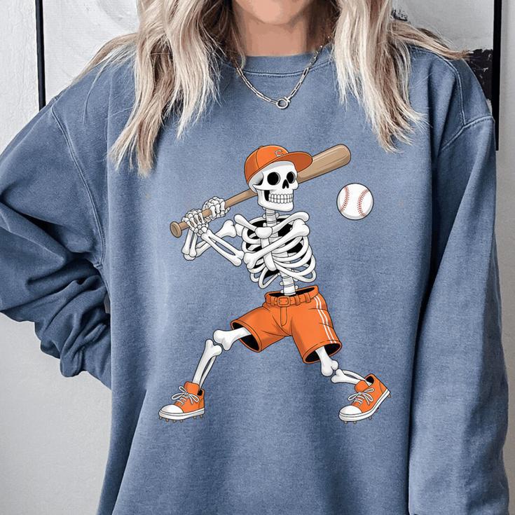 Skeleton Batting Baseball Halloween Comfort Colors Sweatshirt