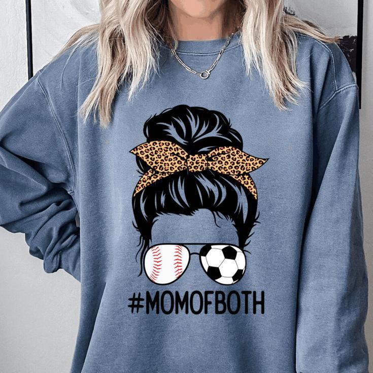 Soccer Baseball Mom Of Both Messy Bun Leopard Mother's Day Comfort Colors Sweatshirt Soccer Baseball Mom Of Both Messy Bun Leopard Mother's Day Comfort Colors Sweatshirt
