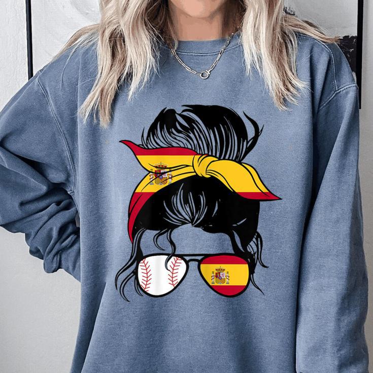 Spanish Baseball Mom Messy Bun Spain Baseball Girl Comfort Colors Sweatshirt Spanish Baseball Mom Messy Bun Spain Baseball Girl Comfort Colors Sweatshirt