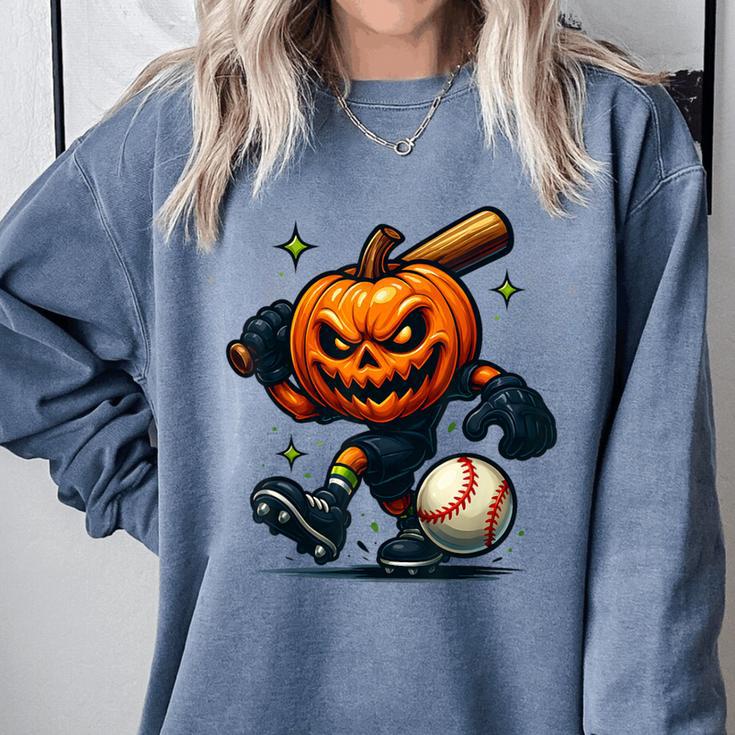 Spooky Halloween Scary Pumpkin Baseball Player Witchy Vibes Comfort Colors Sweatshirt Spooky Halloween Scary Pumpkin Baseball Player Witchy Vibes Comfort Colors Sweatshirt